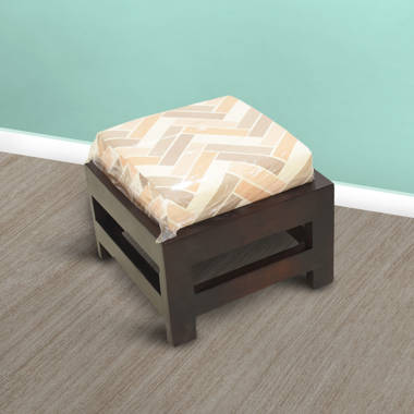 Small wooden stool with cushion hot sale